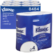 Papier Hygiénique 4 plis - 160 feuilles - KLEENEX LUXE PREMIUM - Colis 24 petits rouleaux
