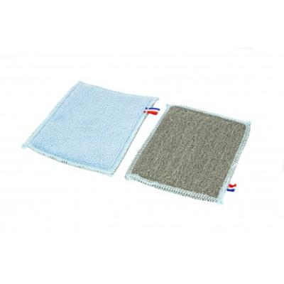 Lavette anti-calcaire en microfibre et laine d'acier - Sachet de 2