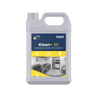 Dégraissant désinfectant concentré alimentaire KLEAN+ 3D - Daily K - Bidon 5l