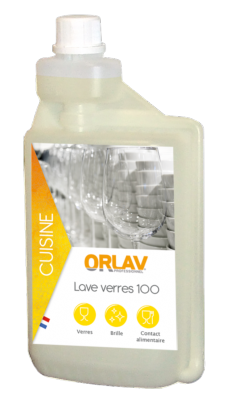 Liquide lave-verres chloré toutes eaux - ORLAV - Bidon doseur 1l