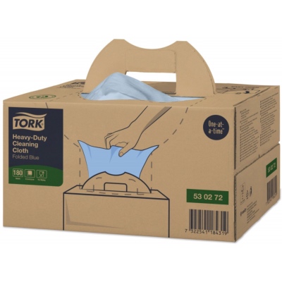 Chiffon de nettoyage plié bleu ultra résistant TORK W7 - Colis de 180 formats