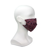 Masque en tissu - Motif fleuri rouge et bleu - A l'unité 
