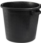 Poubelle basse ronde noire avec couvercle - extérieur ou jardin - 75L