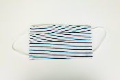 Masque en tissu - Motif rayés bleu clair - A l'unité 