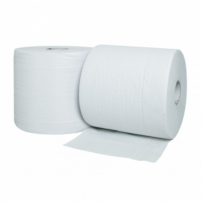 Bobine industrielle d'essuyage 1500 formats pure ouate blanc 2 plis 23.5x30.5cm Ecolabel - Colis de 2 bobines