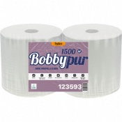 Bobine industrielle d'essuyage 1500 formats pure ouate blanc 2 plis 23.5x30.5cm Ecolabel - Colis de 2 bobines