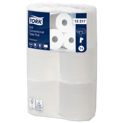Papier Hygiénique Rouleau Traditionnel doux blanc 2 plis - TORK T4 - Carton de 72 rouleaux