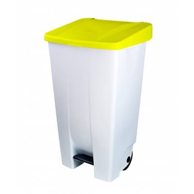 Poubelle container de cuisine - Blanche avec couvercle de couleur - 95L
