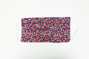 Masque en tissu - Motif fleuri rouge et bleu - A l'unité 