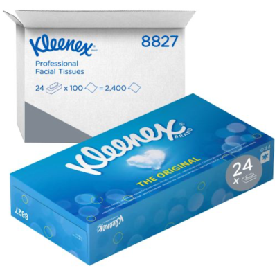 Mouchoirs blancs KLEENEX - 2 plis - 8827 - Carton de 24 boîtes de 100 feuilles