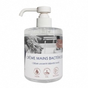 Crème lavante mains bactéricide désinfectante - Flacon à pompe 500ml