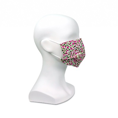 Masque en tissu - Motif fleuri mauve - A l'unité 