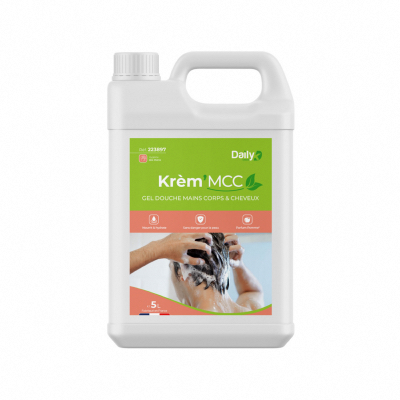 Gel douche mains corps et cheveux KREM'MCC parfum pomme - Daily K - Bidon 5l