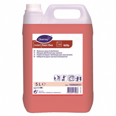 Détergent alcalin désinfectant surodorant sanitaires - TASKI SANI DES F - Bidon 5l 