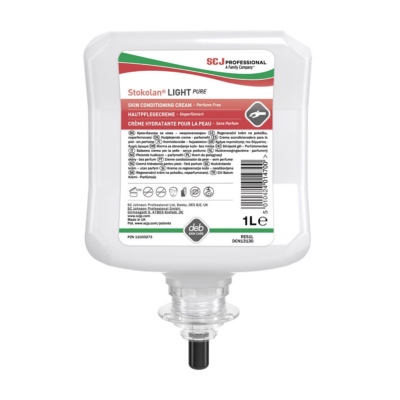 Crème hydratante mains sans parfum ni colorant STOKOLAN LIGHT PURE - Carton de 4 recharges 1L