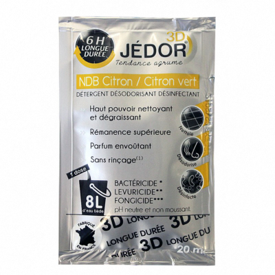 Dosette 20ml Détergent surodorant bactéricide 3D JEDOR Longue Durée - Carton de 200