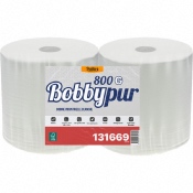 Bobine industrielle d'essuyage 800 formats Bobbypur 800gr gaufré 23x22cm - colis de 2 bobines