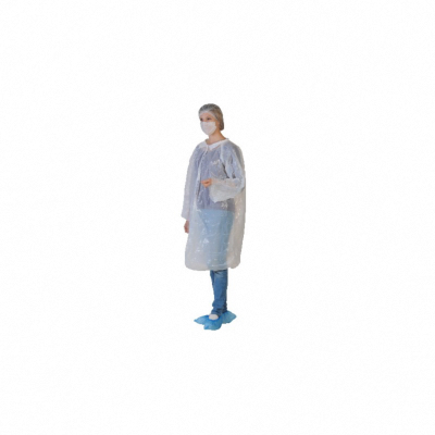 Kit visiteurs blanc : blouse, charlotte, masque et surchaussures - TU - Carton de 100 unités