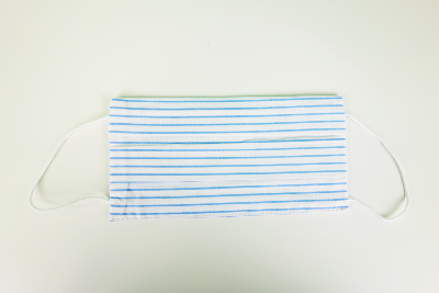 Masque en tissu - Motif rayés bleu clair - A l'unité 