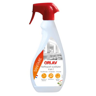 Détartrant désinfectant sanitaires bactéricide 4 en 1 prêt à l'emploi - ORLAV - Spray 750ml