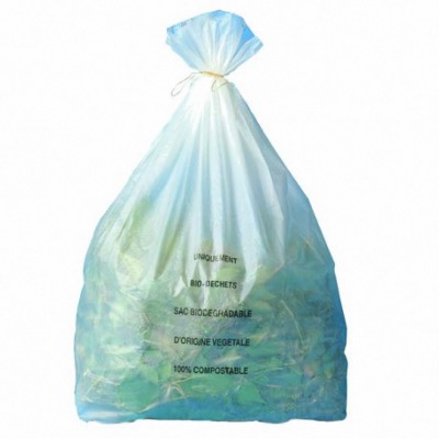 Sac Poubelle 40L 100% Biodégradable liens coulissants - 20 microns - Carton de 250 Sacs